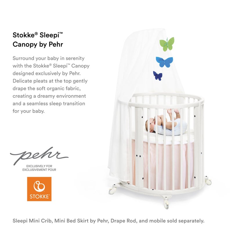 Stokke Sleepi Canopy by Pehr, Blush - for Sleepi Mini & Crib/Bed (Sold Separately) - Washable Soft Organic Cotton - Image 3